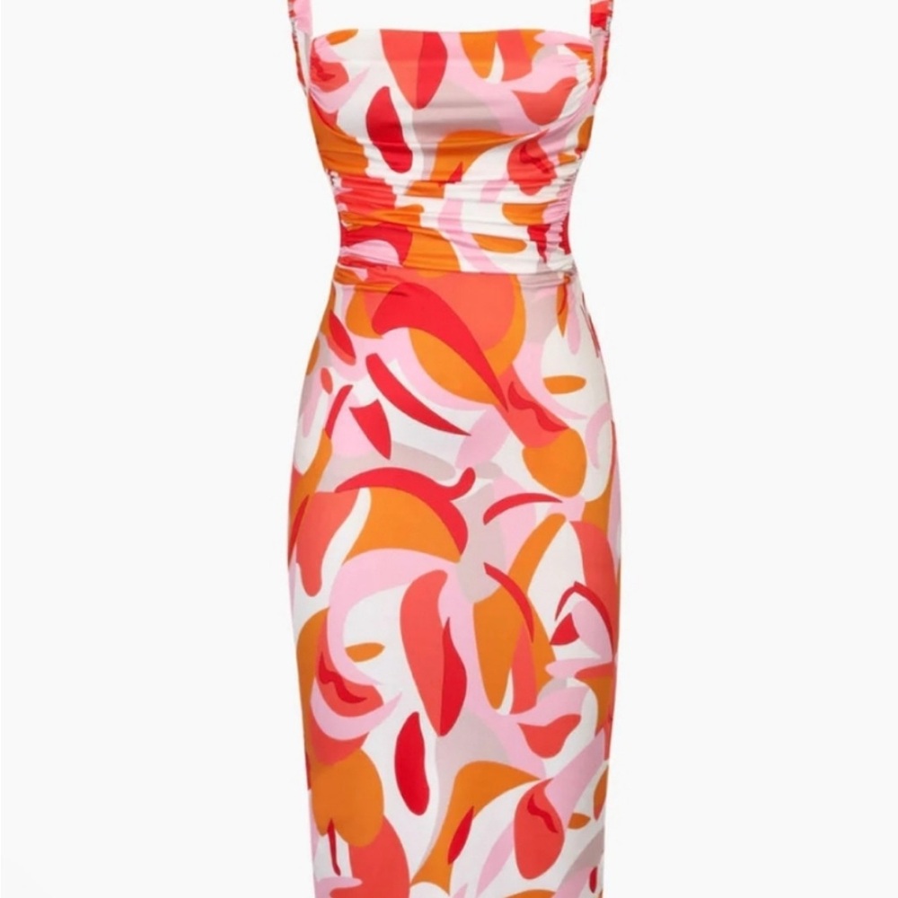 MICAS- marble print tie back midi dress